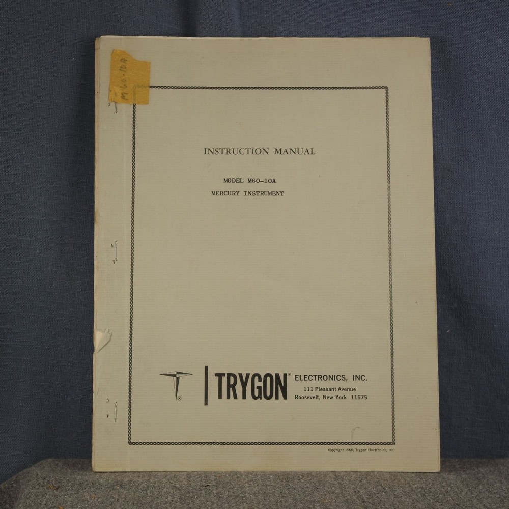 TRYGON Model M60-10A Power Supply Instruction Manual & Service Info