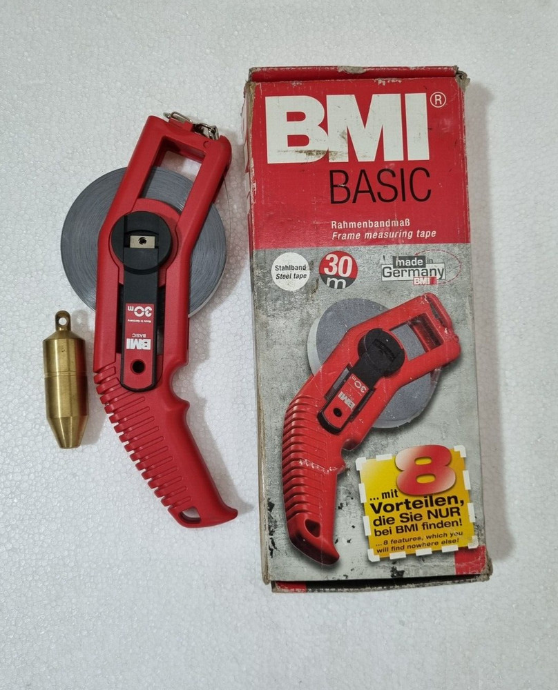 BMI BASIC 30M WHITE STEEL, COMPACT FRAME MEASURING TAPE