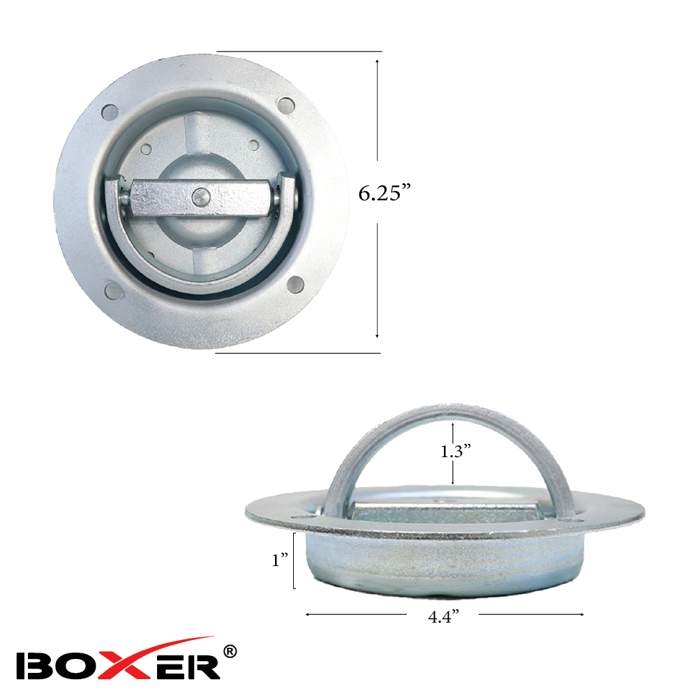Boxer 4 Pack Recessed D Ring 360 Degree Rotating Pan Fitting Mount