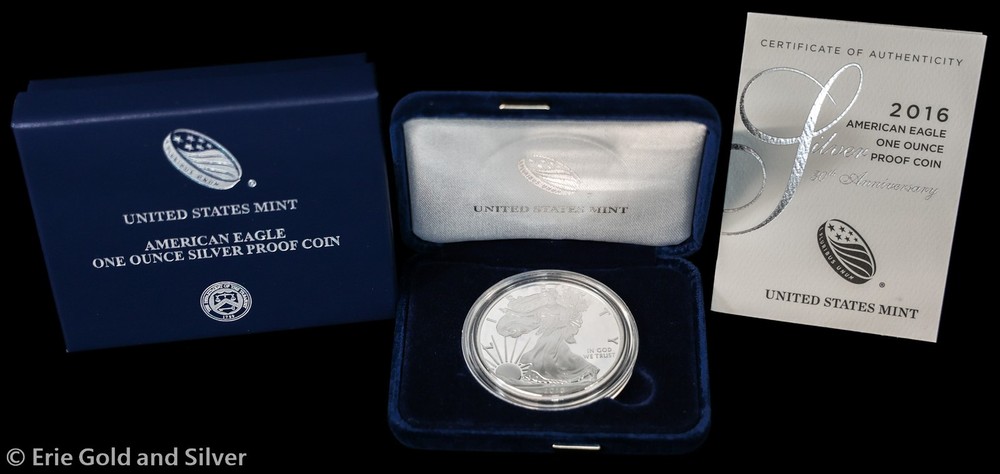 2016-W $1 US Mint Proof American Silver Eagle w/ Box & COA