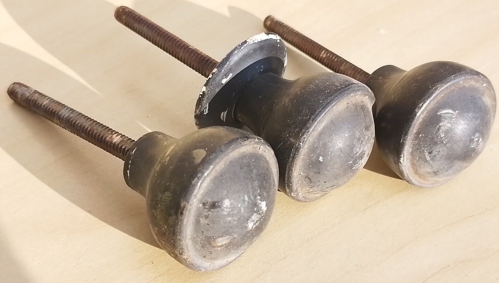 Vintage Old Antique Bakelite Olde Screw Thread Handles Set 3 Knobs
