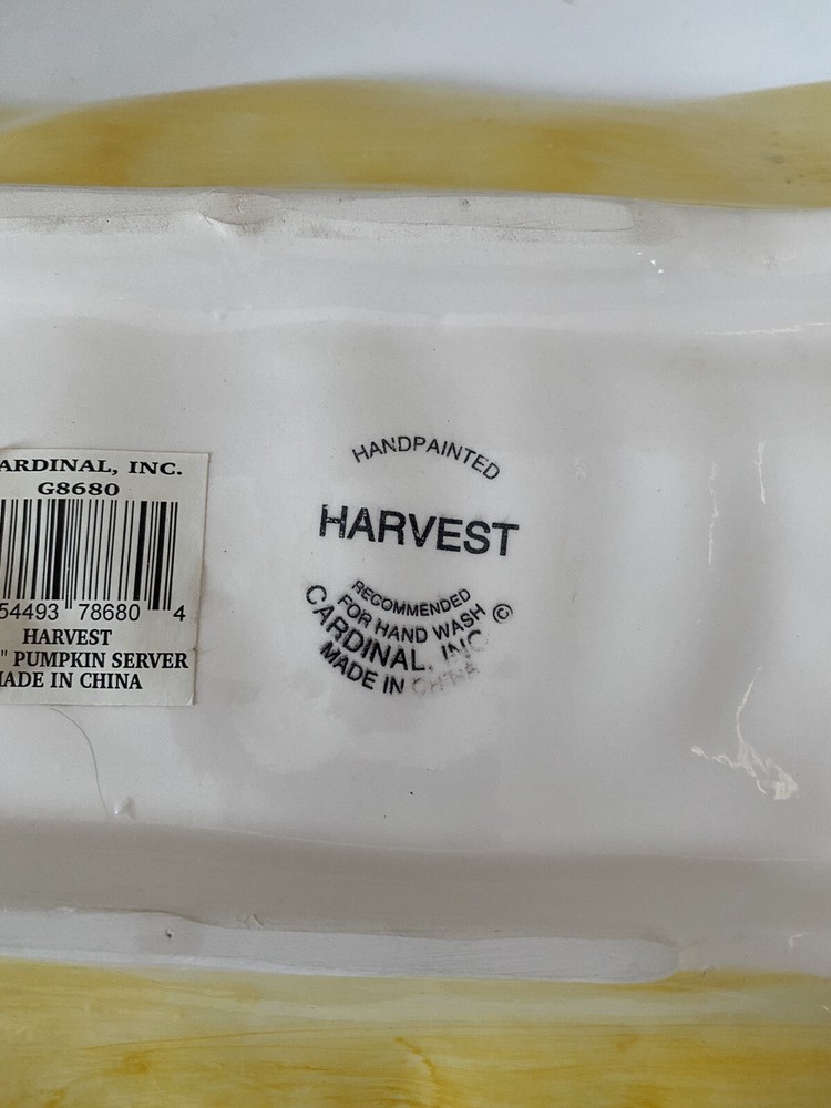 Ceramic Fall Harvest Pumpkin Rectangle Serving Platter Cardinal Inc 17 X 7