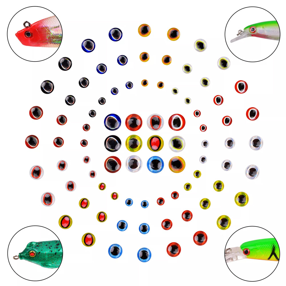 732Pcs Fishing Lure Eyes 3mm-4mm-5mm-6mm 3D Holographic Eyes Fly Tying Jig Craft