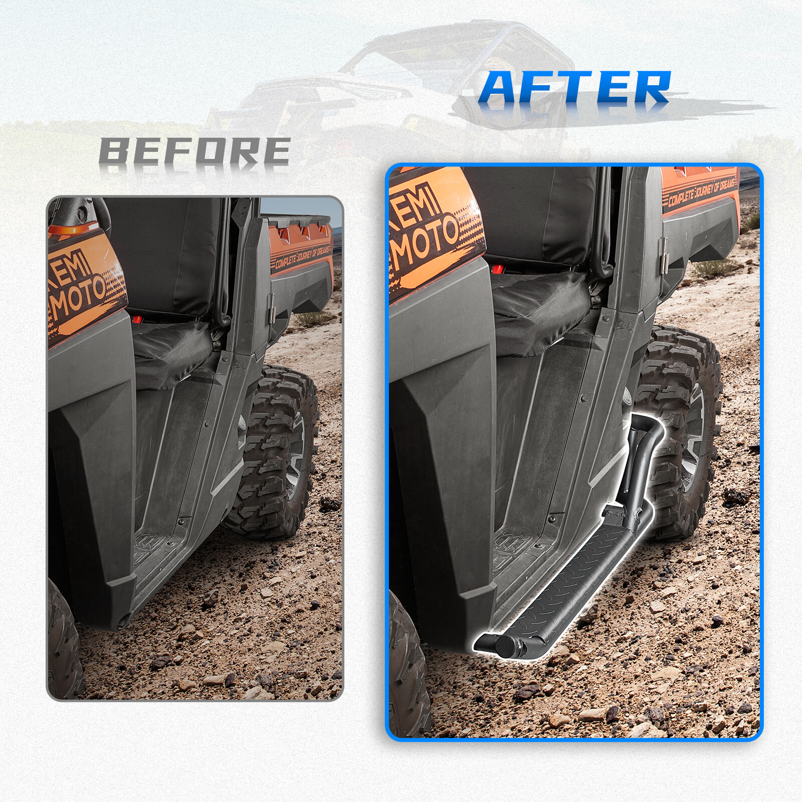 KEMIMOTO Nerf Bars w/ Steps Rock Sliders for Polaris Ranger XP 1000 2018-2024