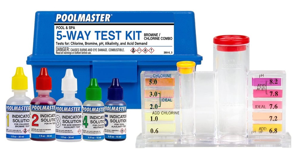 5-Way Kit with Integrated Color Chips for Precise Pool Water Testing