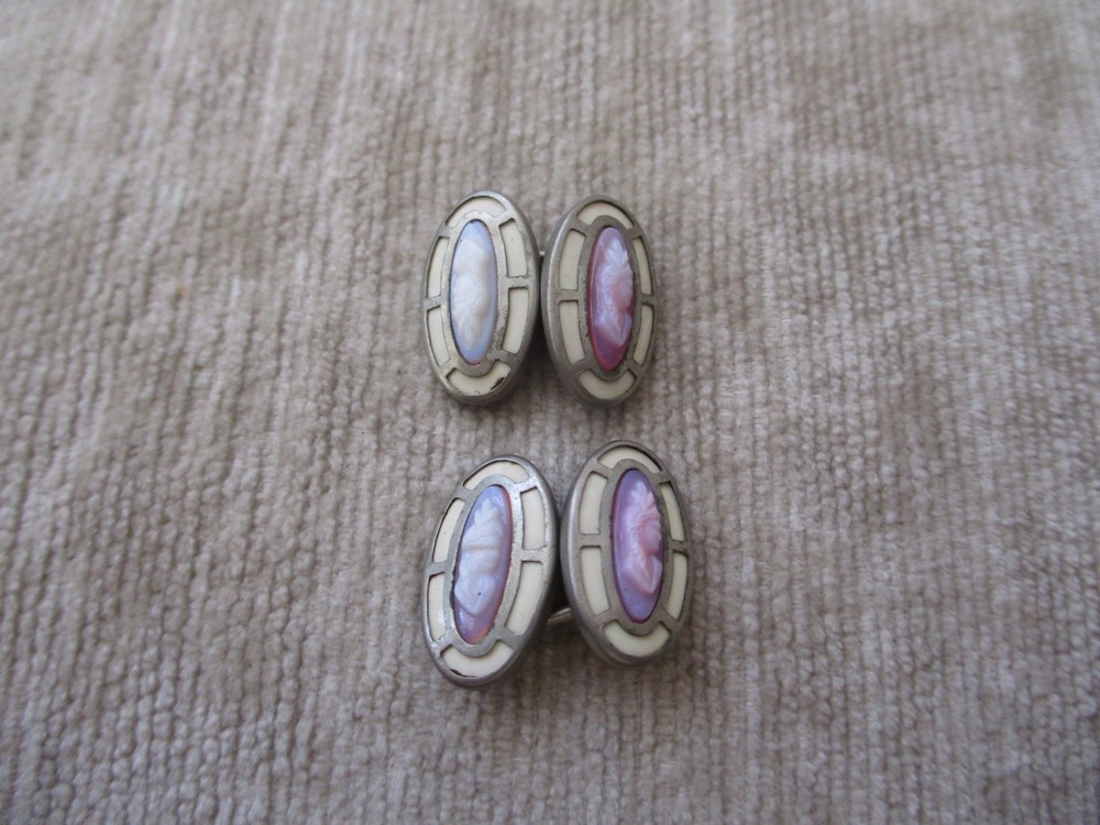 Antique Victorian Cameo Cuff Links Unique