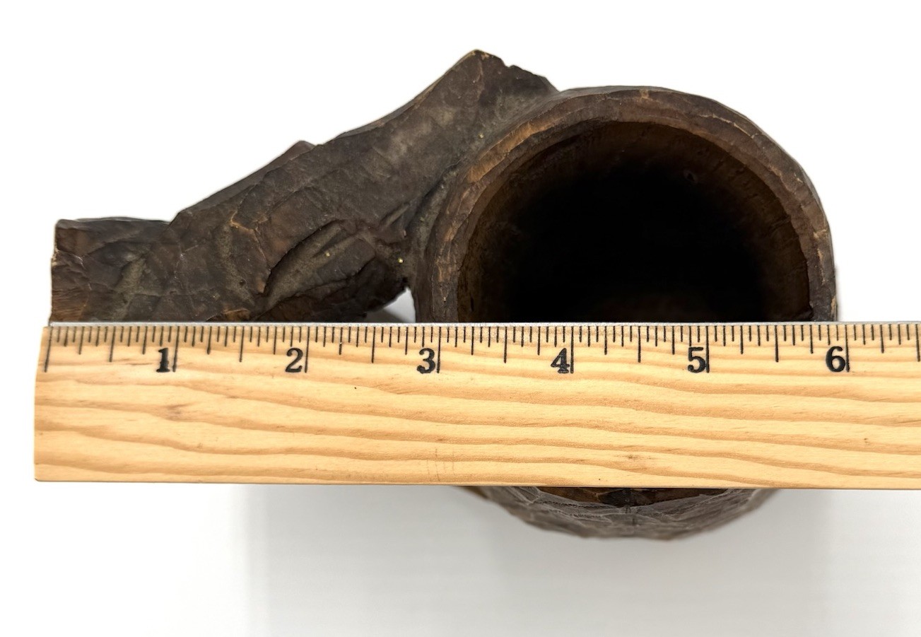 Hand Carved Wood Tankard Mug Lion Crest Rustic Medieval Decor