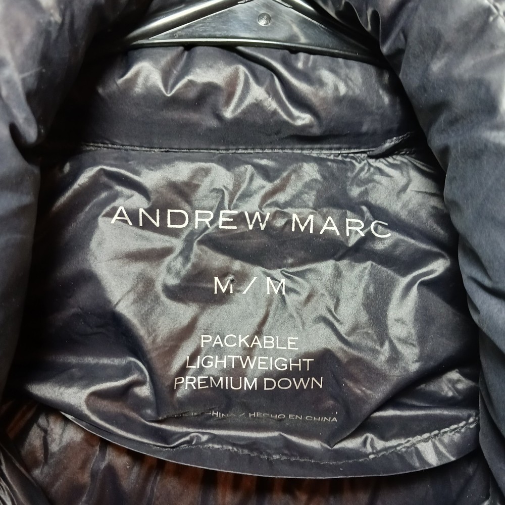 Andrew Marc Womens 650 Fill Packable Duck Down Puffer Jacket Medium Black