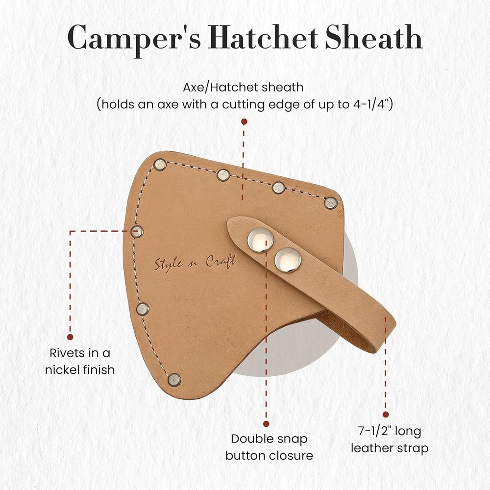 Heavy Duty Leather Axe Sheath with Snap Closure