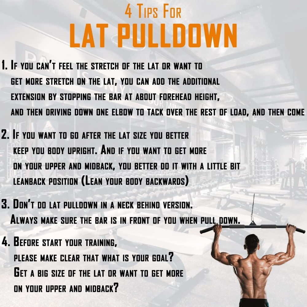 Upgraded Lat Pull Down Bar for Home Gym Lat Pulldown Attachments for Pulley Syst