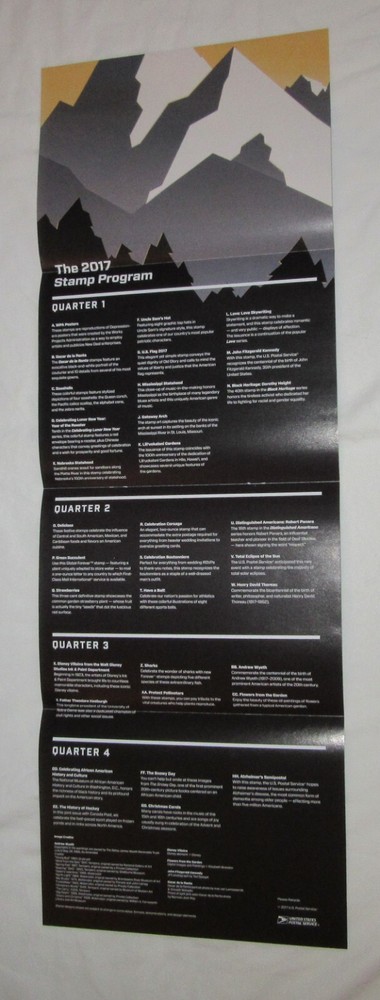 2017 US Stamp comprehensive issue Poster 11" x 32" every postage issue