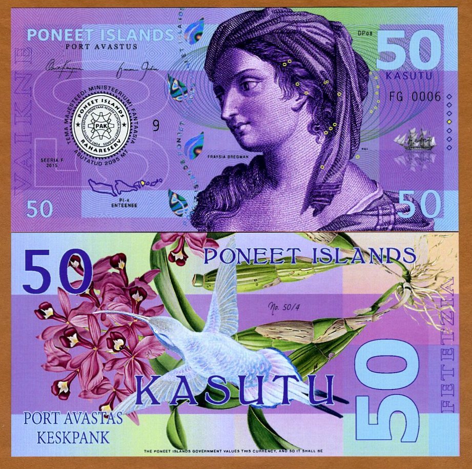 Poneet Islands, 50 Kasutu, 2015, Private issue, POLYMER, UNC