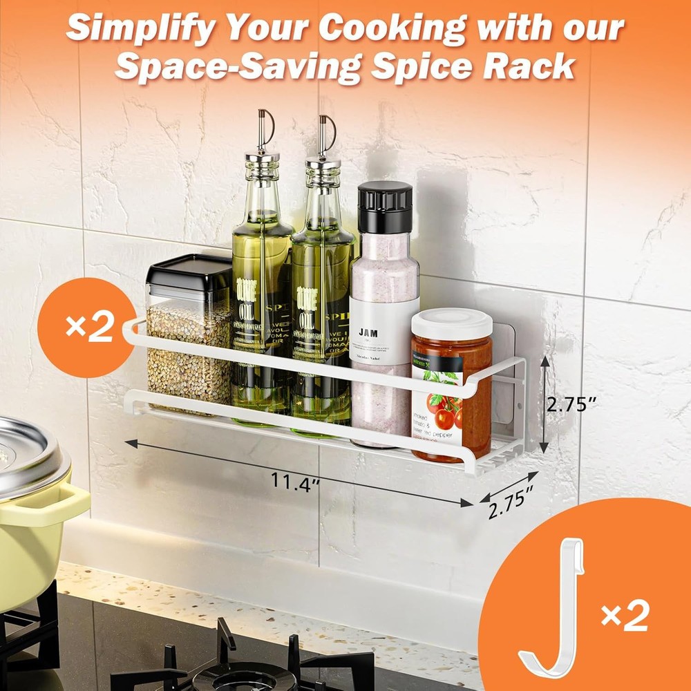 Bunoxea Spice Rack wall mounted 2 Pack, Space-Saving Spice Organizer for Spic...