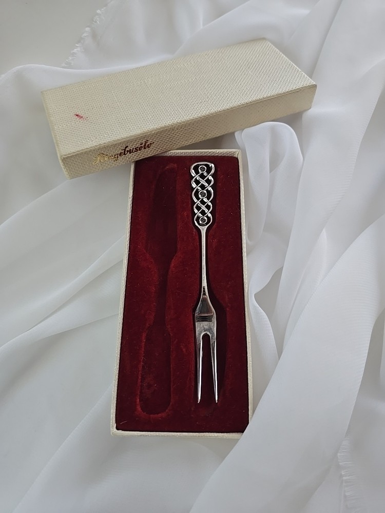 Vintage David Andersen 830 Silver Ringebu Pattern Olive Fork in Original Box