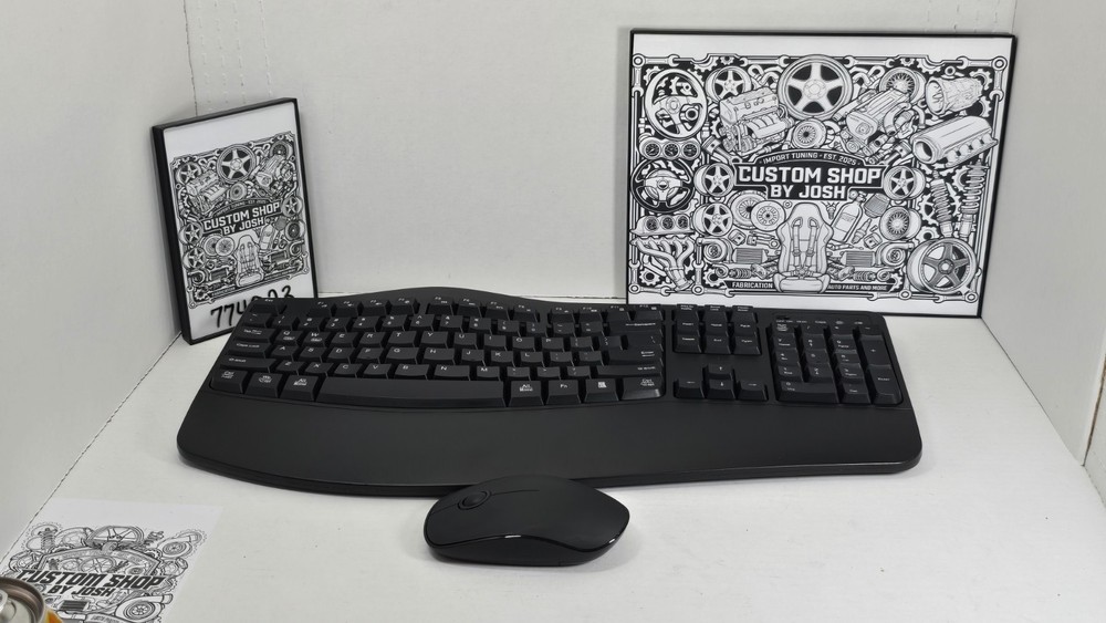 ULSOU Wave Ergonomic Wireless Keyboard & Mouse Combo 2.4G USB Receiver Black