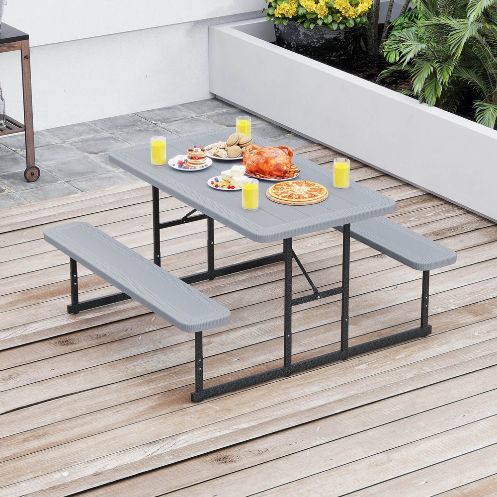 Picnic Table Bench Set for 2-4 People Outdoor Rectangular Camping Dining Table