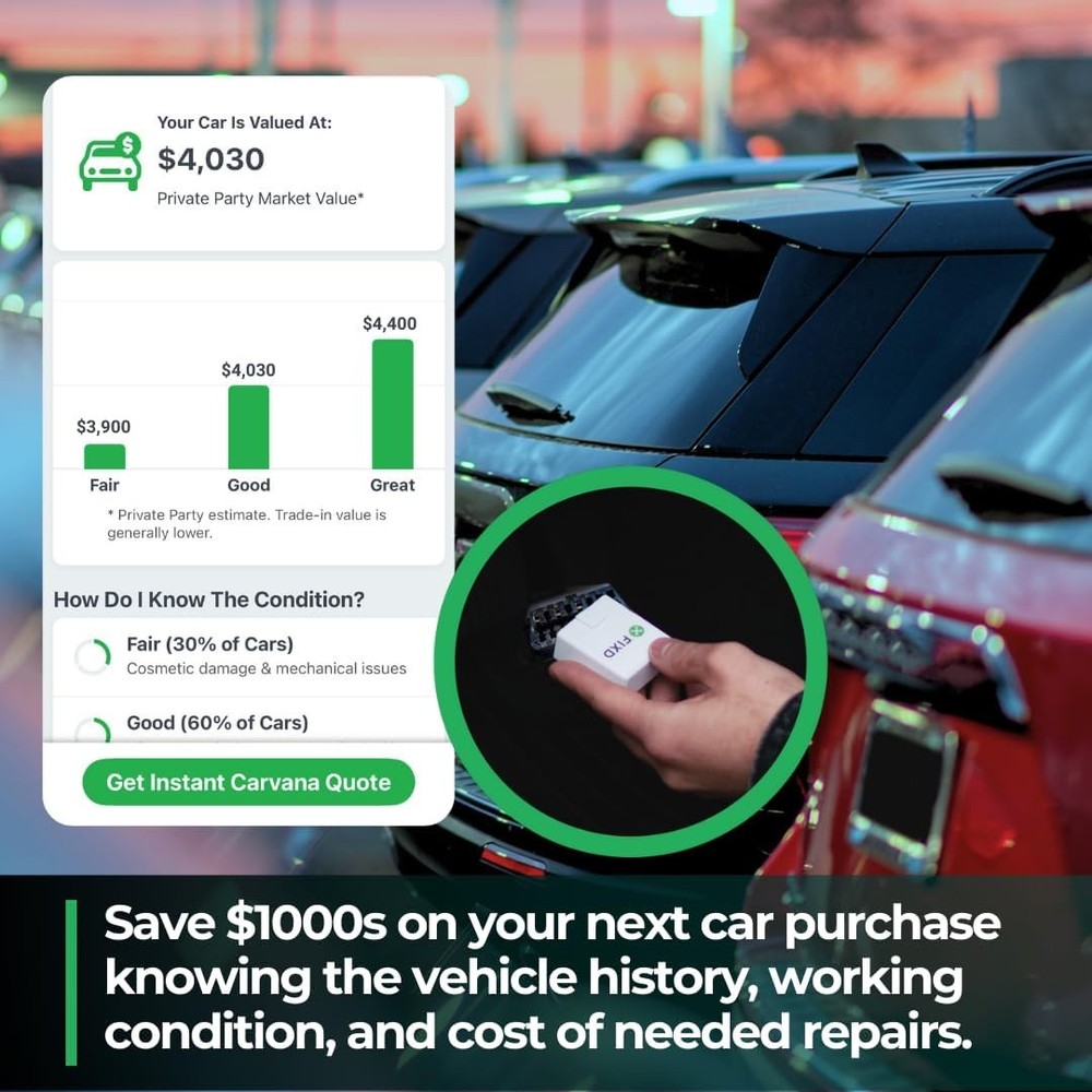 FIXD Bluetooth OBD2 Scanner for Car - Code Readers & Scan Tools for...