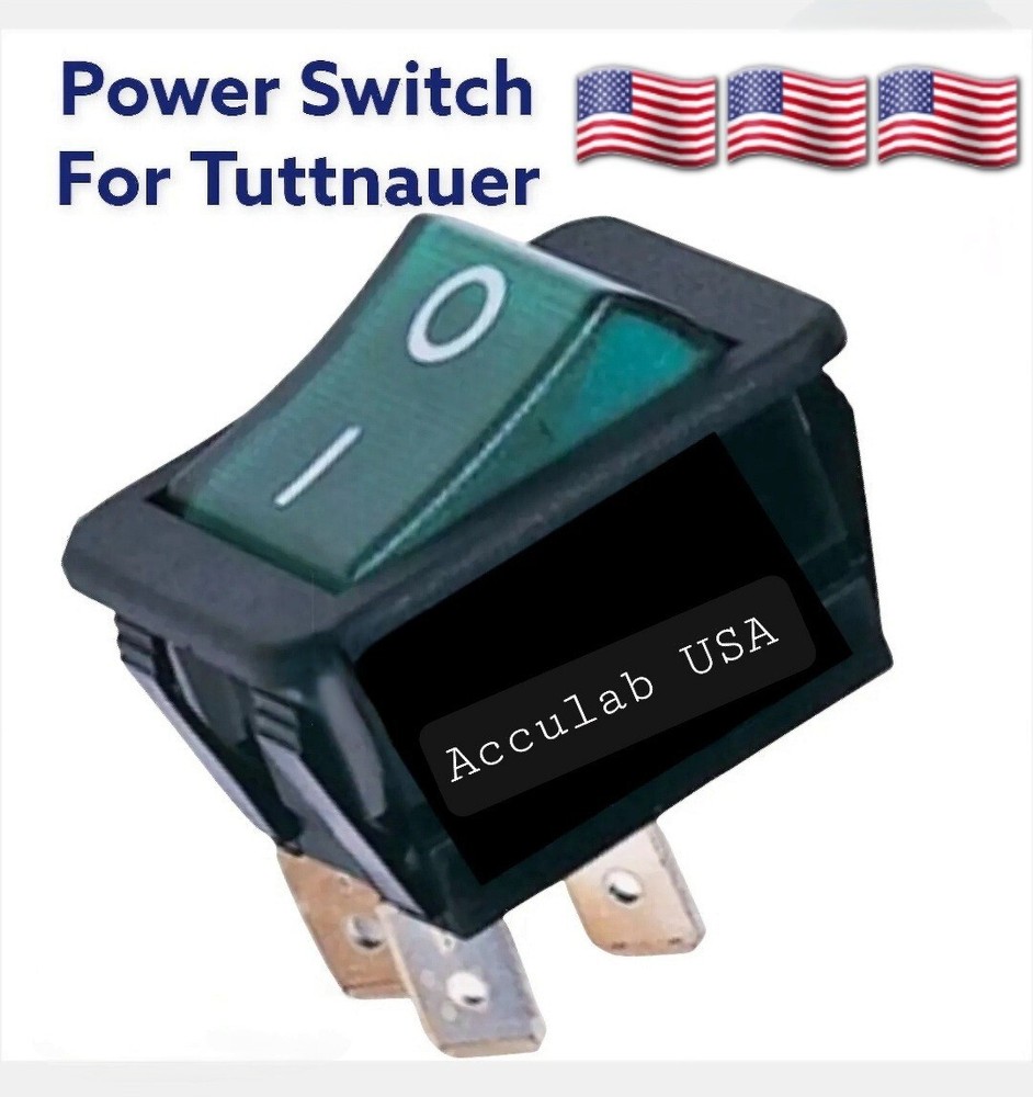 Power Switch for Tuttnauer Rocker Toggle Switch Illuminated Green TUS009
