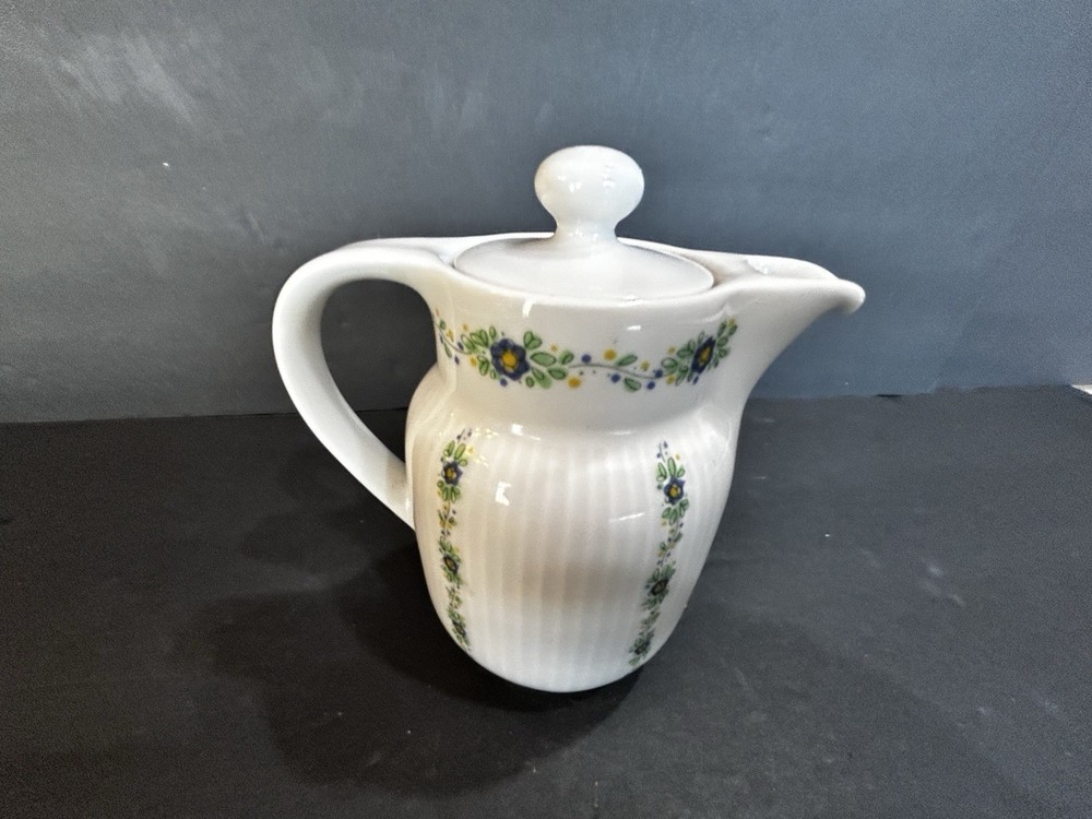 Small Ceramic Pitcher W/Lid Floral 5”H