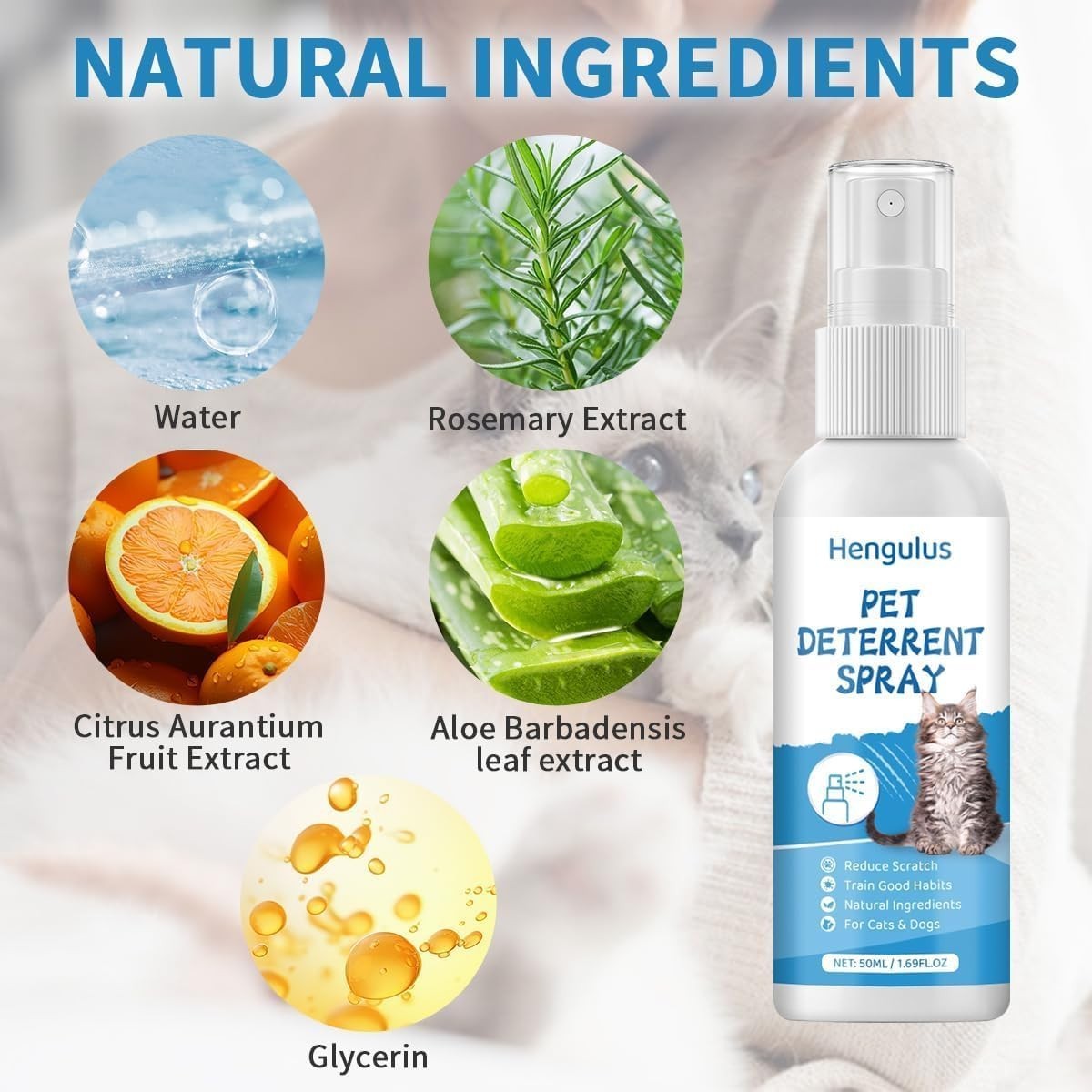 Cat Deterrent Spray, Natural Ingredients, Premium Cat Spray Deterrent for Cat