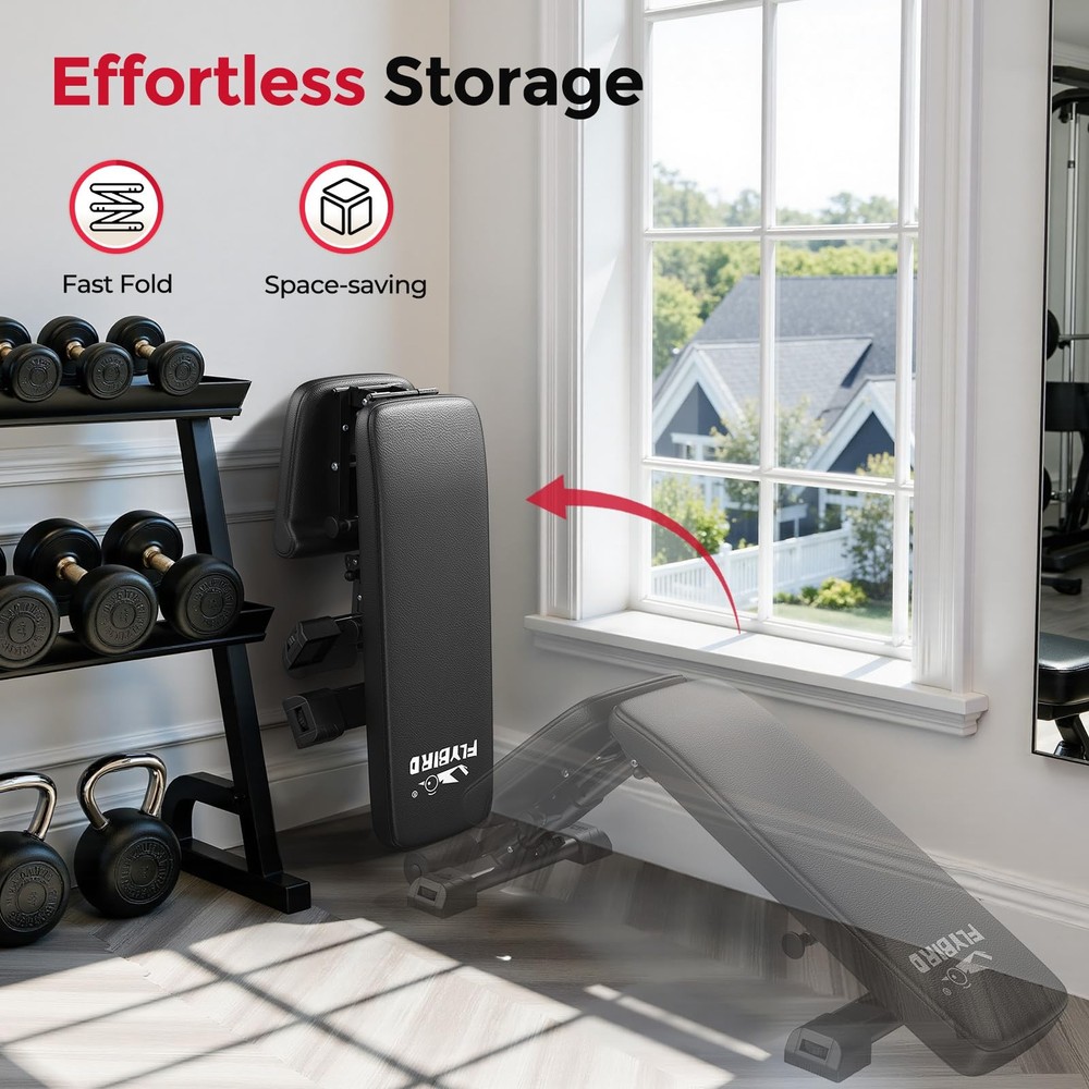 FLYBIRD Adjustable Weight Bench, 800LBS Foldable Workout Bench, ASTM-Certified