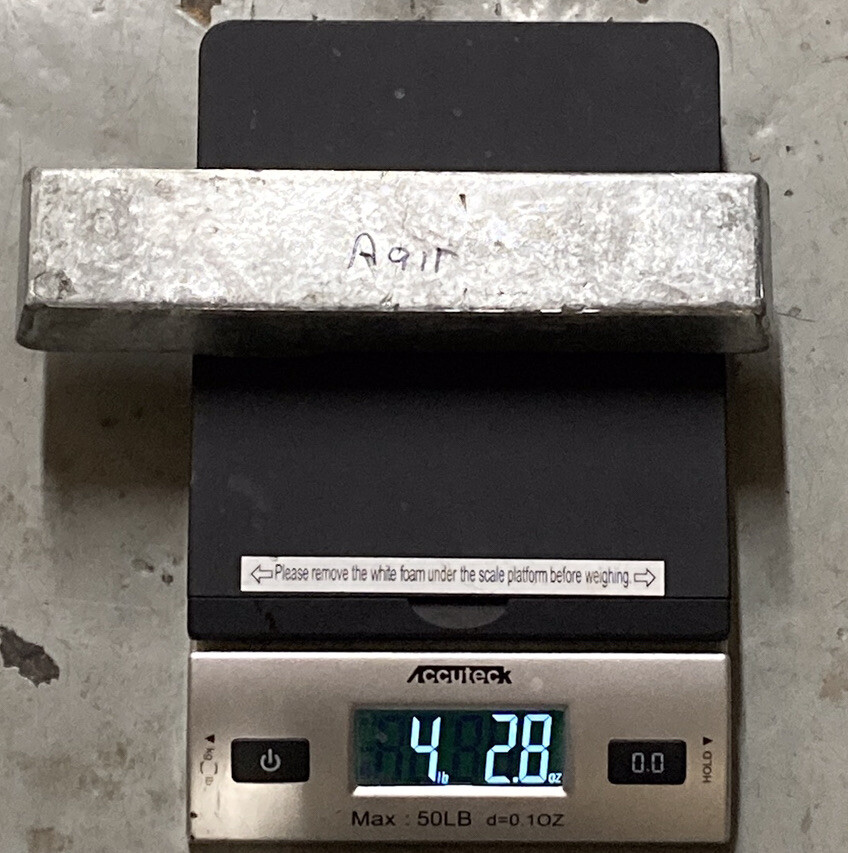 ZINC BAR 4 Lbs. Been Tested #911