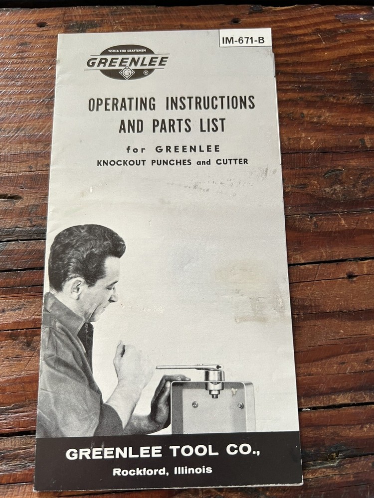 Vintage Greenlee Knockout Punches & Cutter Manual