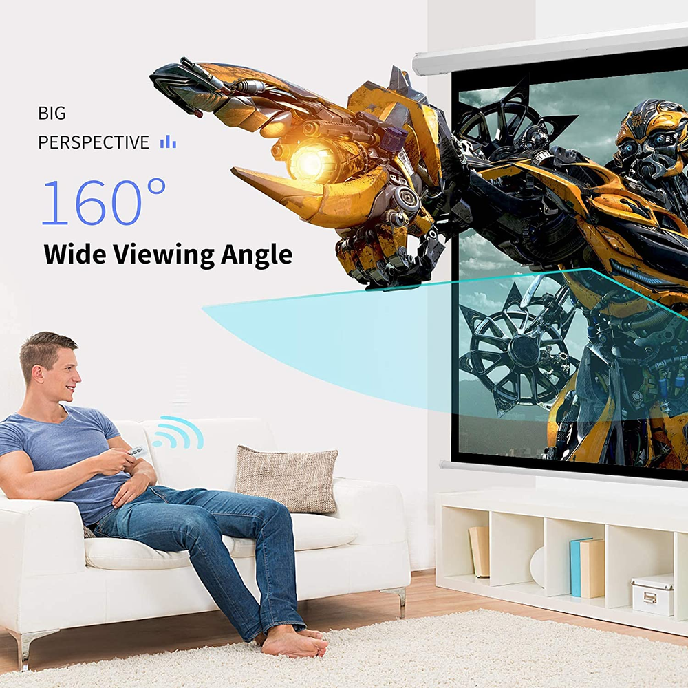 120" Projector Screen 4:3 HD Wall Mounted Retractable Electric Projector Screen