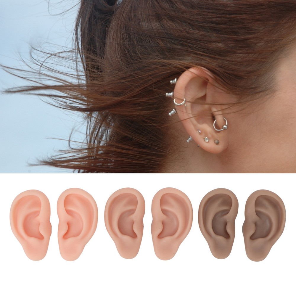 3 Pairs Silicone Ear Model Flexible Soft Ears For Practice
