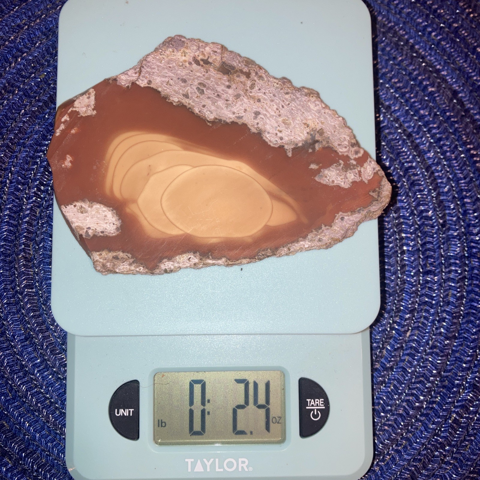 Bruneau Jasper Slab- 2.4oz/68g Not Polished Lapidary Slab With Beautiful Orbs