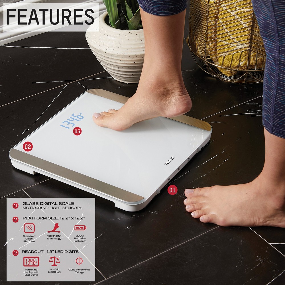 Digital Motion Sensor Bathroom Scale 440-Lb Capacity