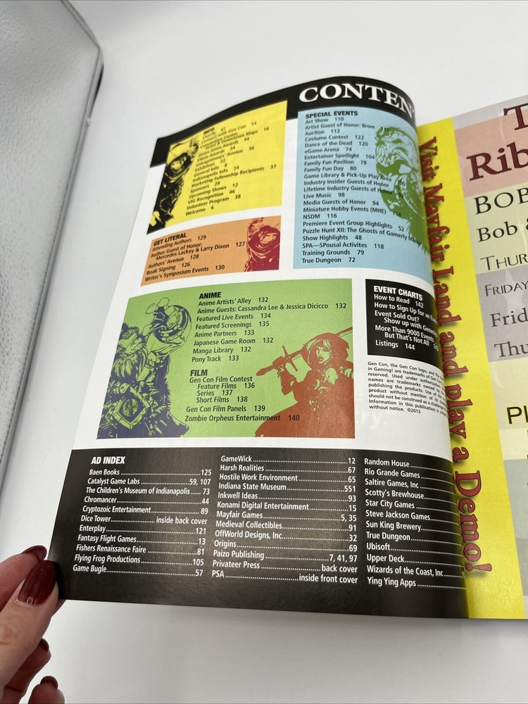 Gen Con 2013 Program Guide Book Gencon Indianapolis Indiana Indy
