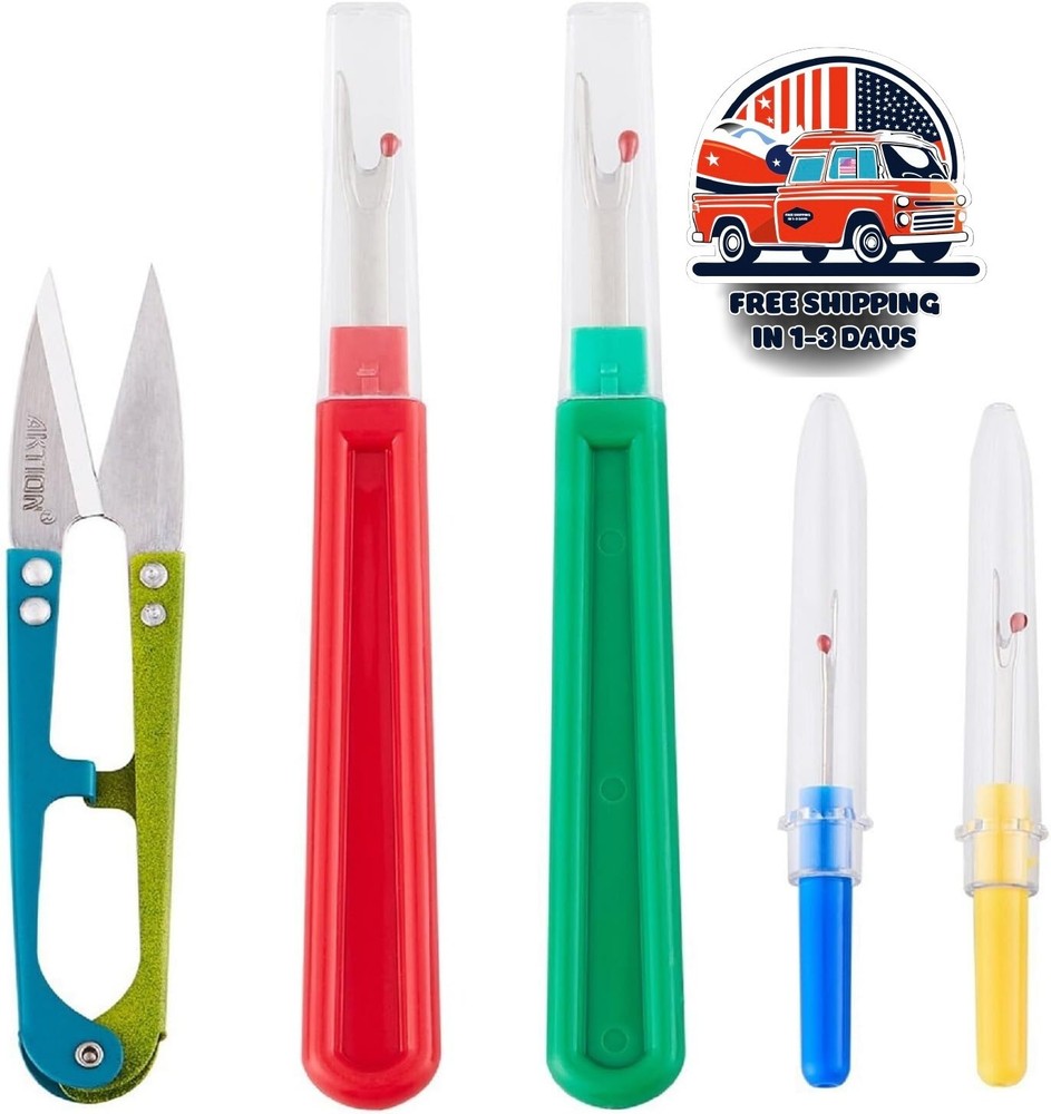 5 Pieces Colorful Seam Ripper Assortment Thread Remover Kit 2 Big and 2 Small