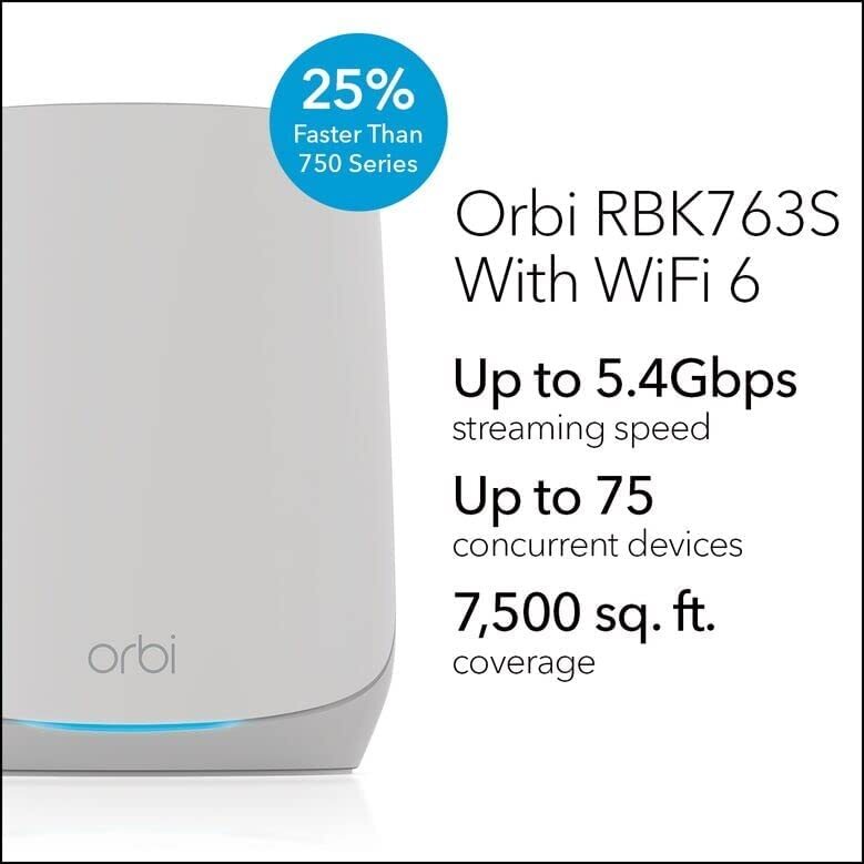 Netgear Orbi RBK763-100NAR AX5400 Mesh Router 2 Satellites Certified Refurbished