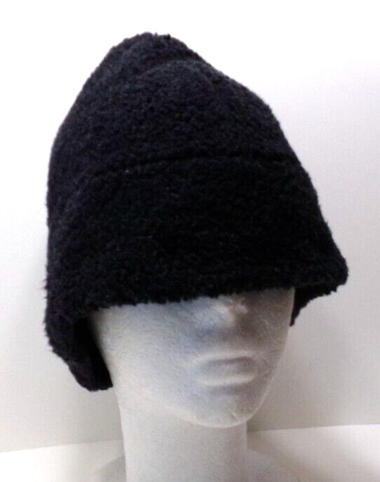SOLID BLACK BERBER FLEECE BEANIE / SKULL CAP STRETCHY h88cr