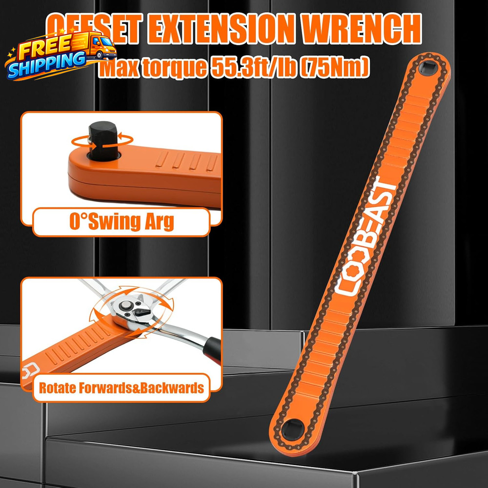 3/8 Inch Offset Extension Wrench Impact Ready Socket Wrench Extender Tool