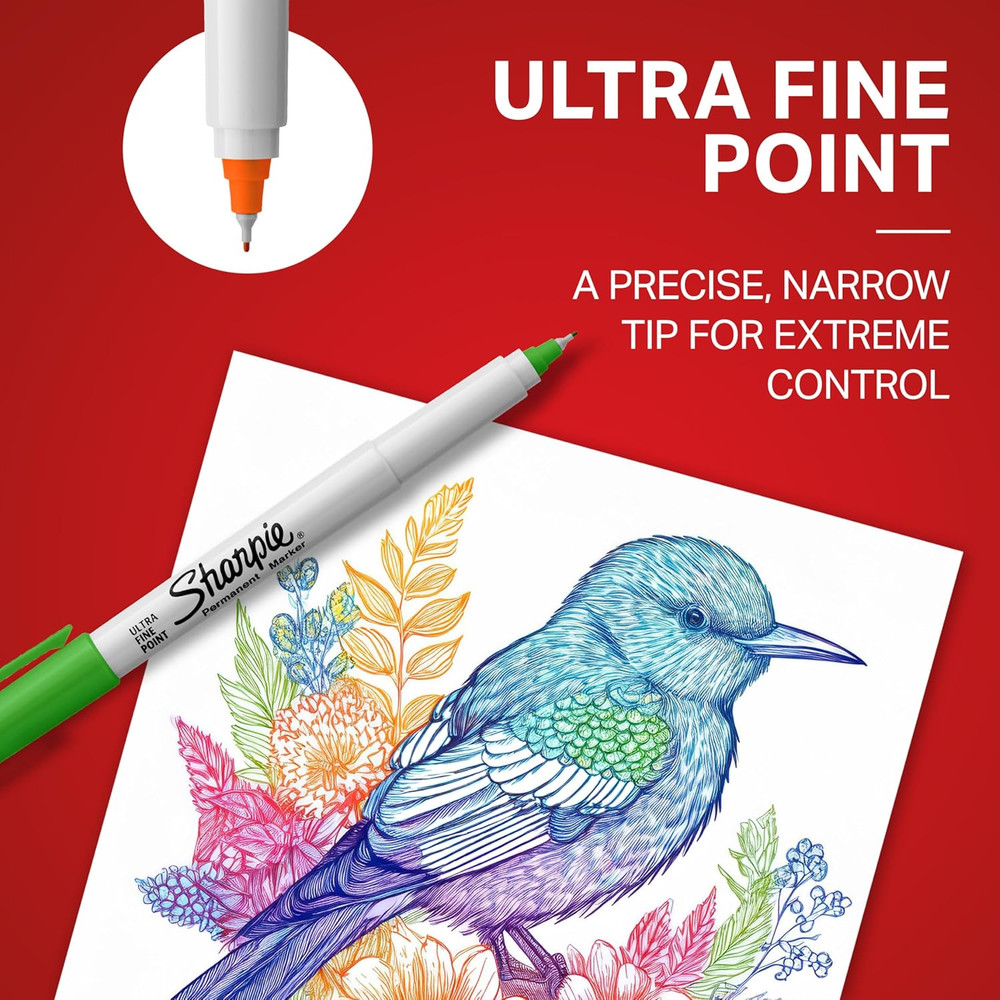 Sharpie Permanent Markers Ultra Fine Point Assorted Colors 12 Count