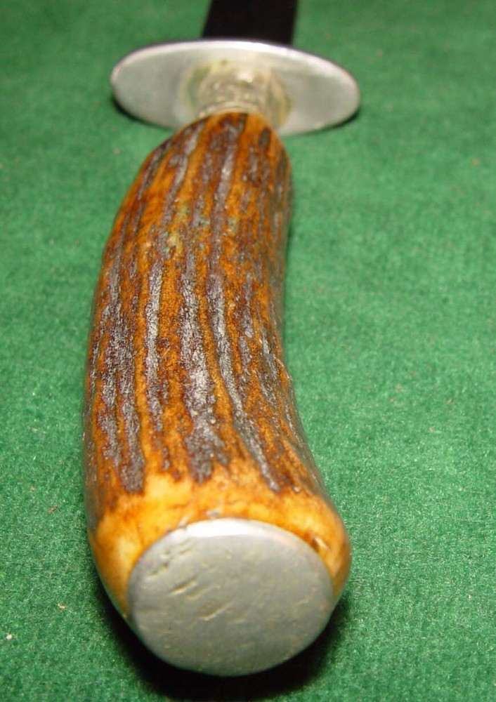 Vintage Possible German WWII Stag Handle Double Edge Boot Dagger -