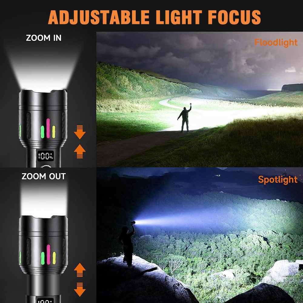 5000000 Lumen LED Tactical Flashlight Rechargeable Super Bright Powerful Torch