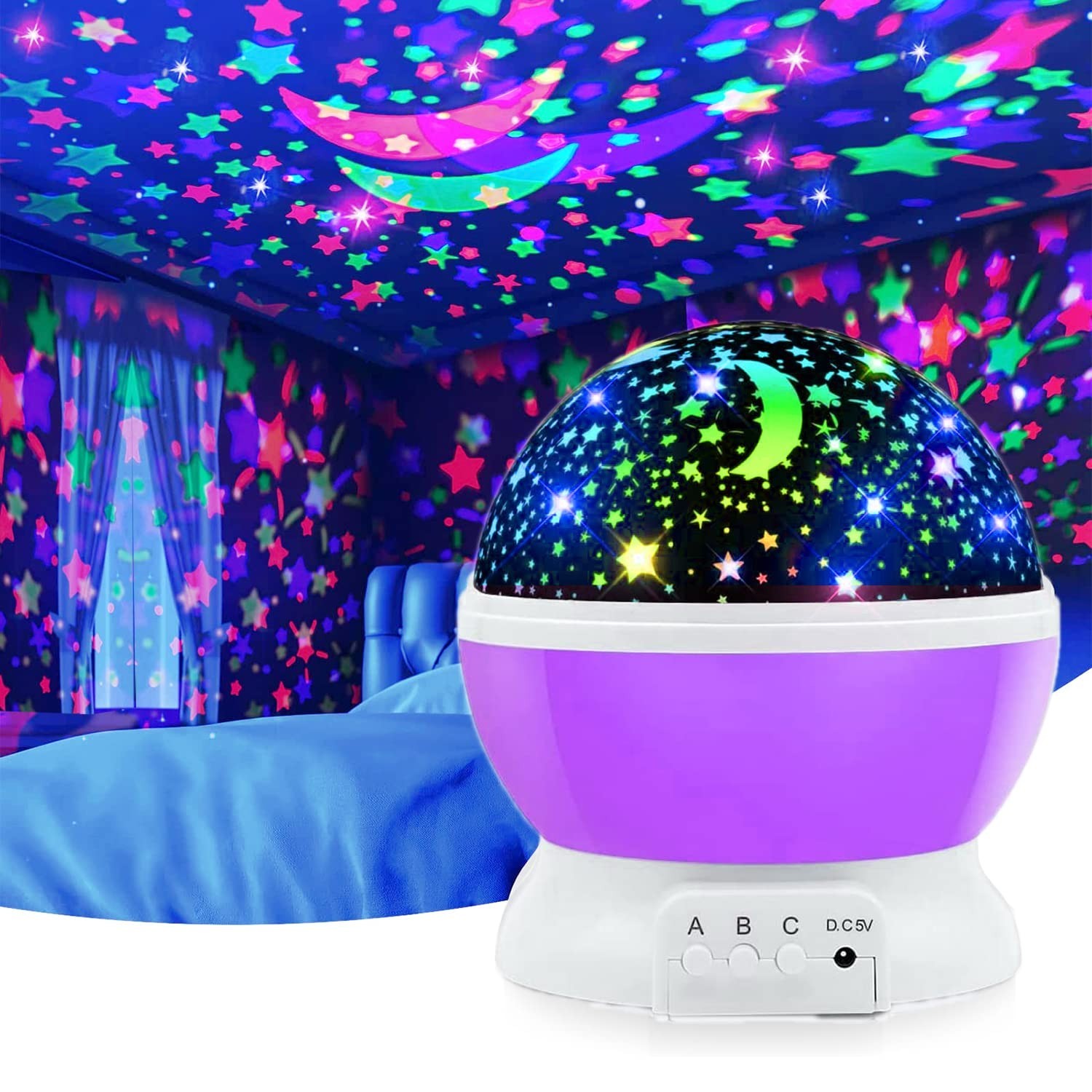 LED Starry Night Sky Projector Lamp Kids Gift Moon Star Light Rotating Cosmos