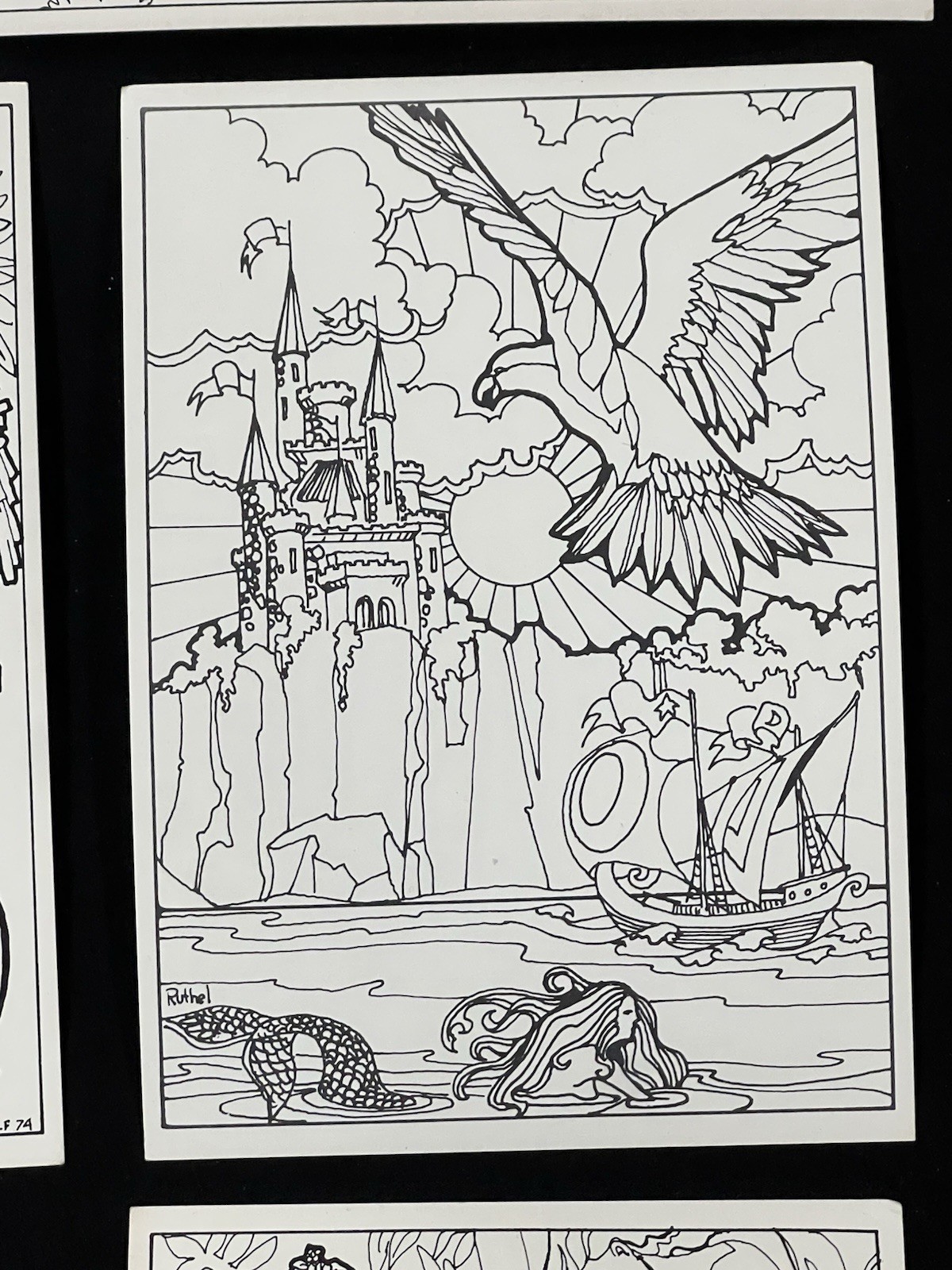 VTG 1974 Doodle Art Coloring Postcard Lot 10 Open Door Enterprises Unused