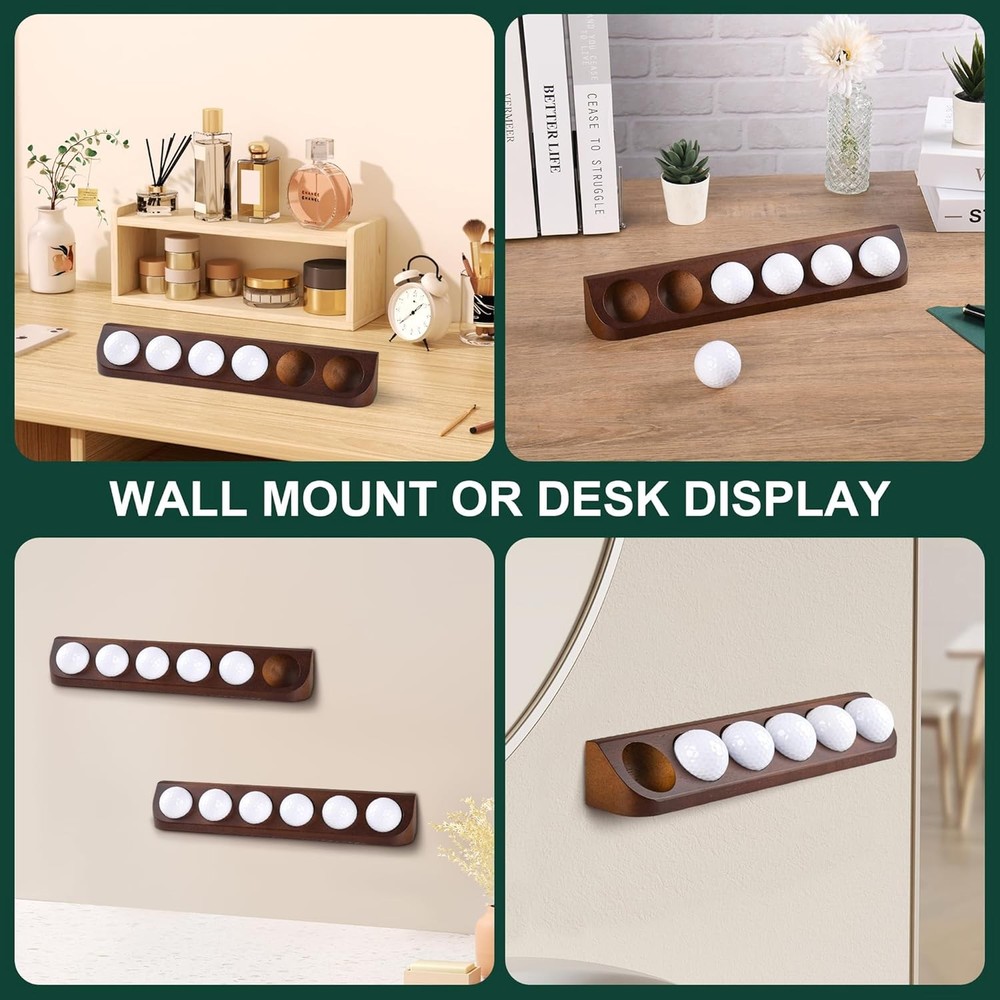 2-Pack Golf Ball Display Case Wall Mount - 12 Standard Brown