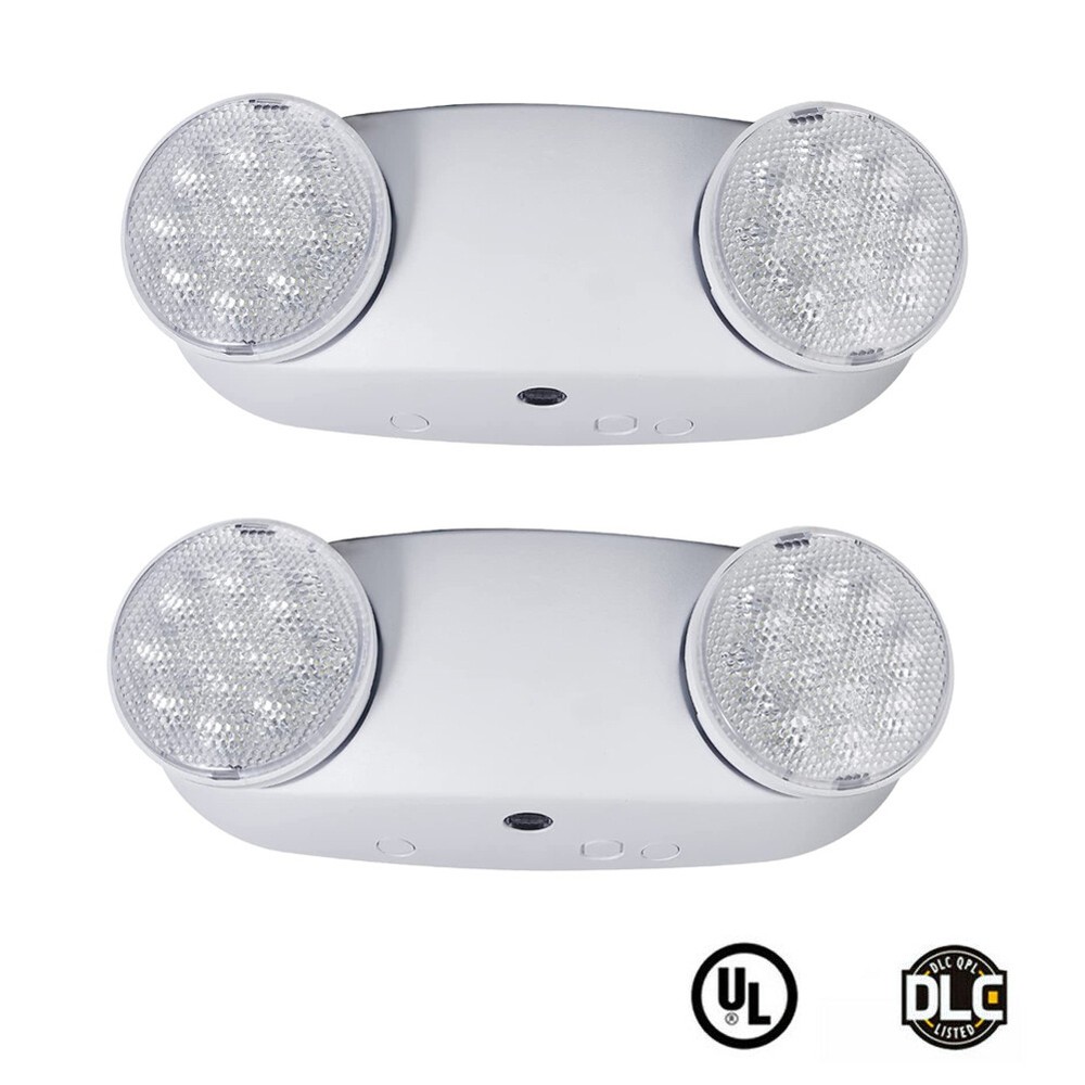 2PACK LED Emergency Light Fixtures Adjustable Double Heads Lamp w/Battery Backup