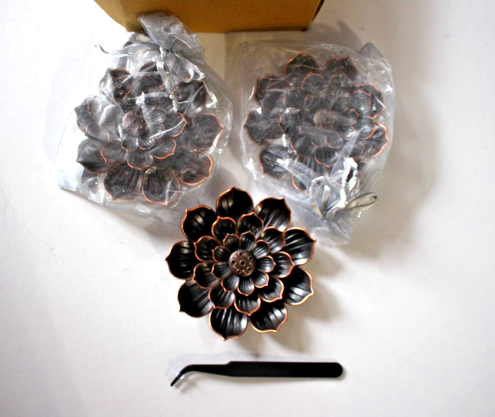 3-PACK BRASS LOTUS FLOWER INCENSE HOLDER
