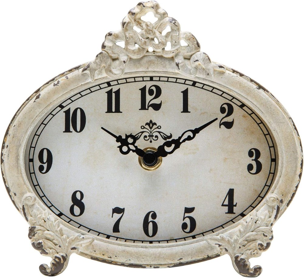 Vintage Table Clock, Battery Operated Rustic Design, Chic Home Décor