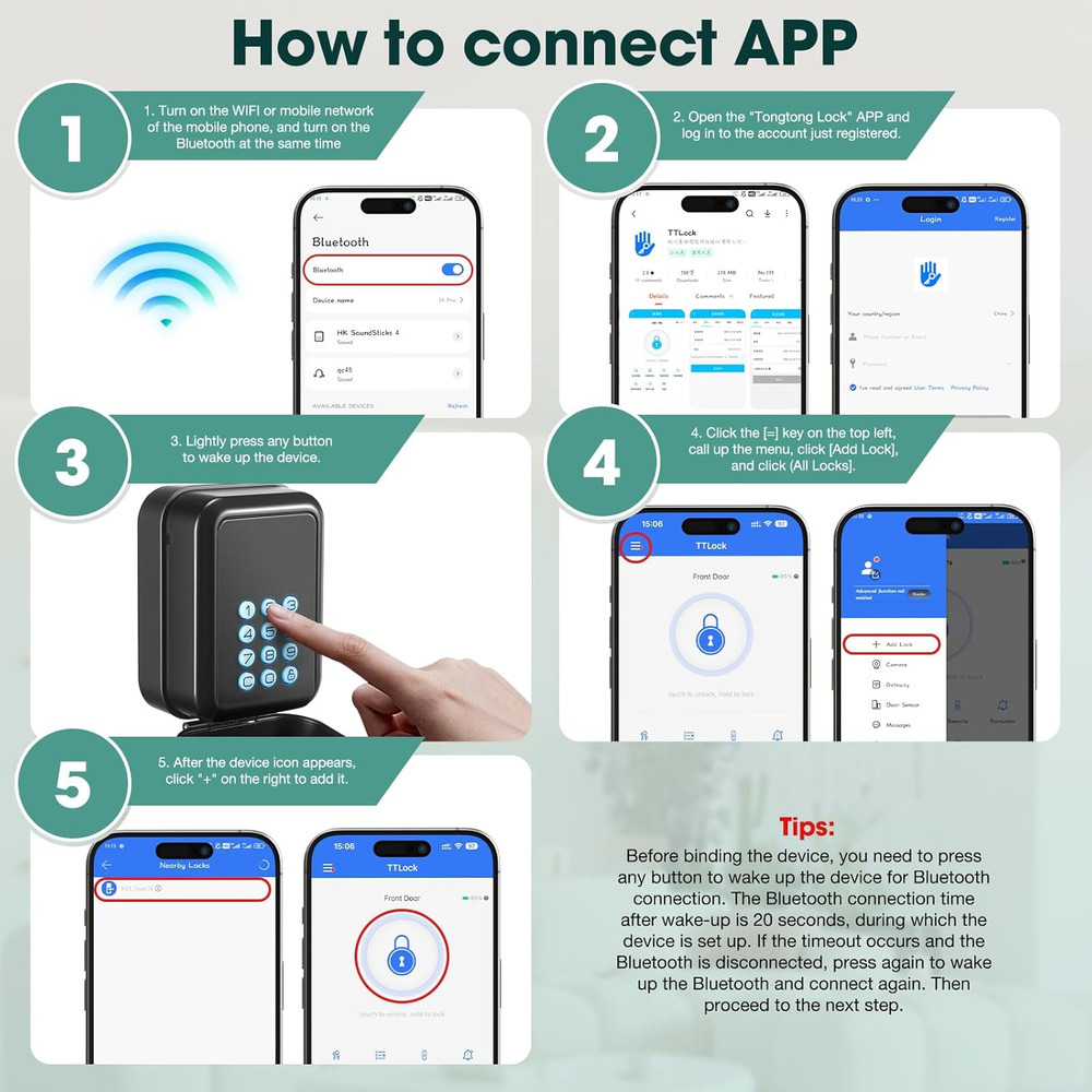 Smart Key Lock Box Electronic Bluetooth Lock Box with APP Control & PIN Code Typ