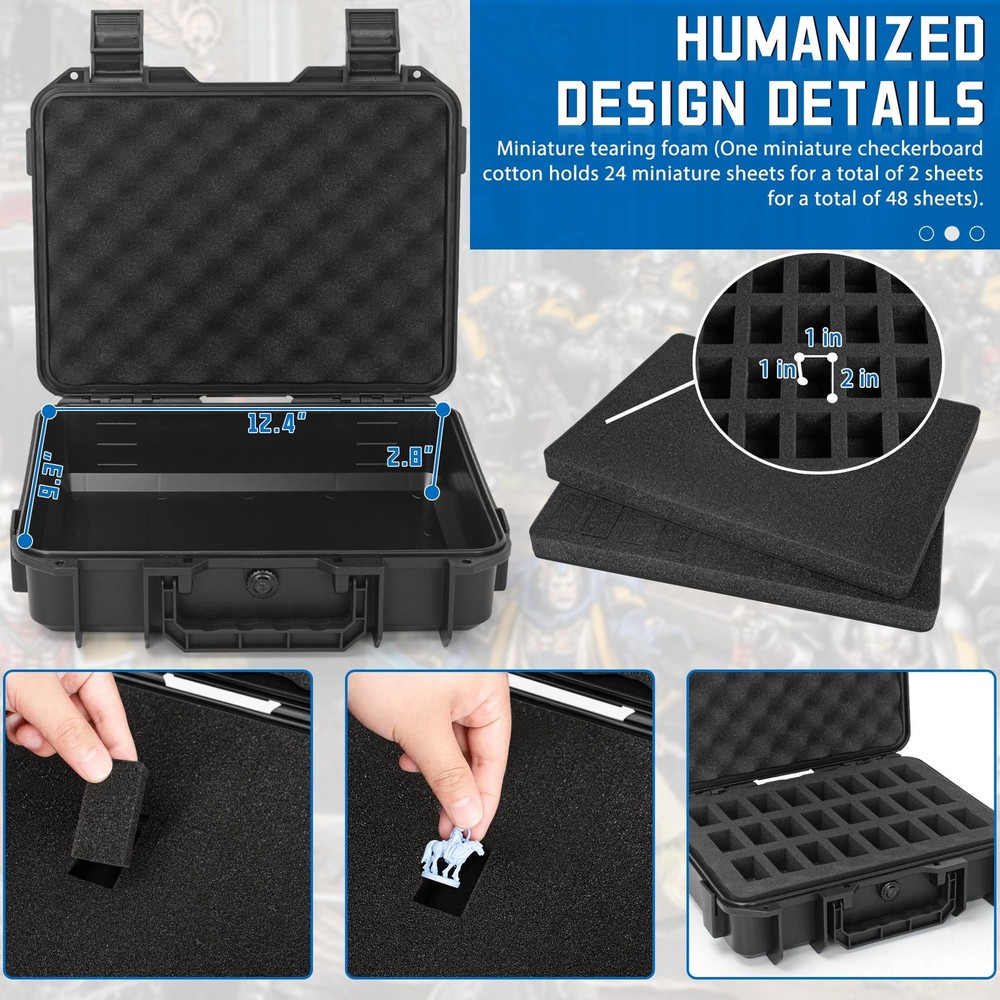 Miniature Storage Figure Case, Sturdy Hard Case Small, Black