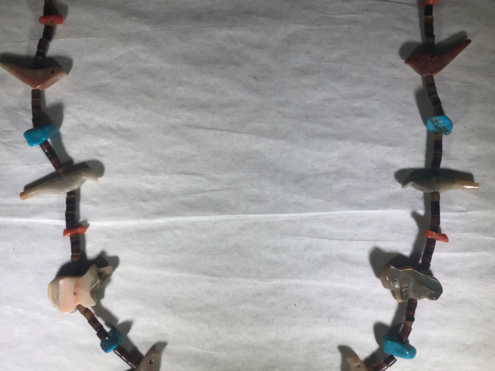 RARE VINTAGE ANTIQUE SOUTH WESTERN NATIVE AMERICAN HAND CARVED FETISH NECKLACE