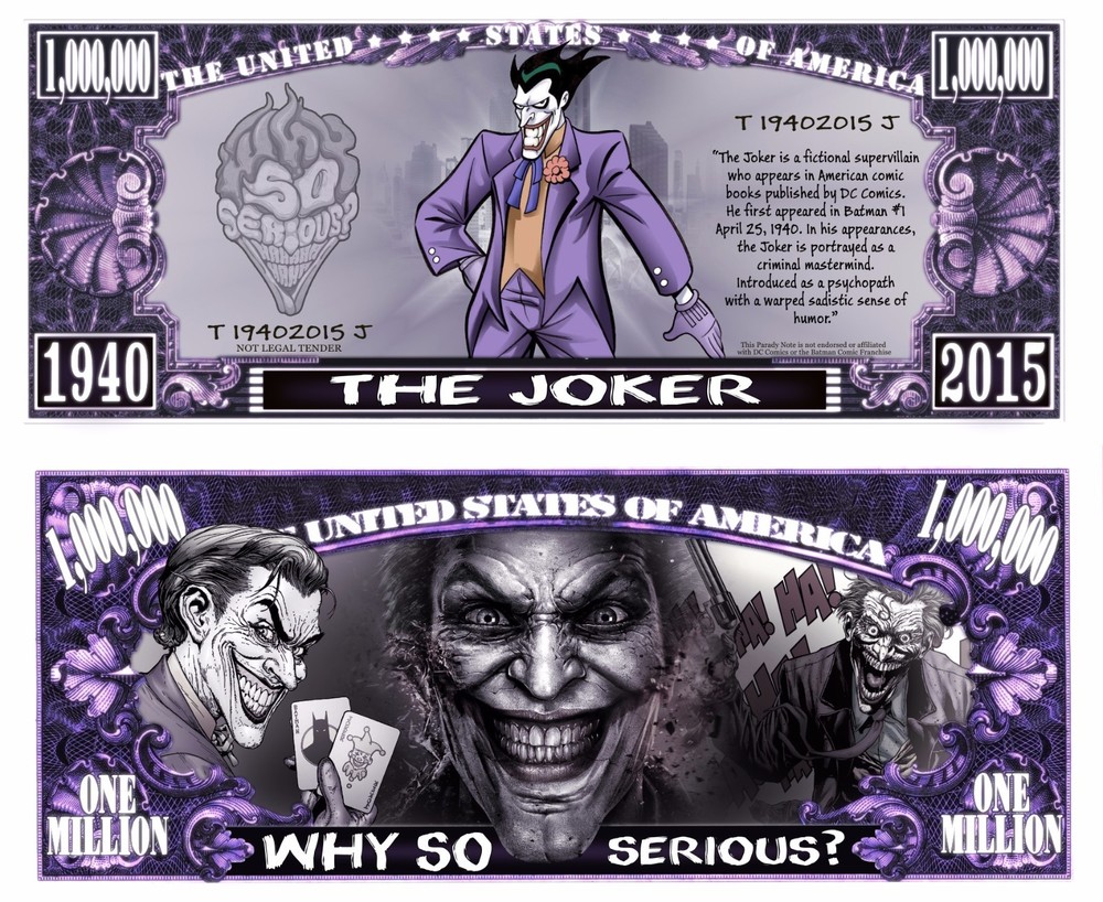 OUR JOKER COMIC DOLLAR BILL (2 Bills)