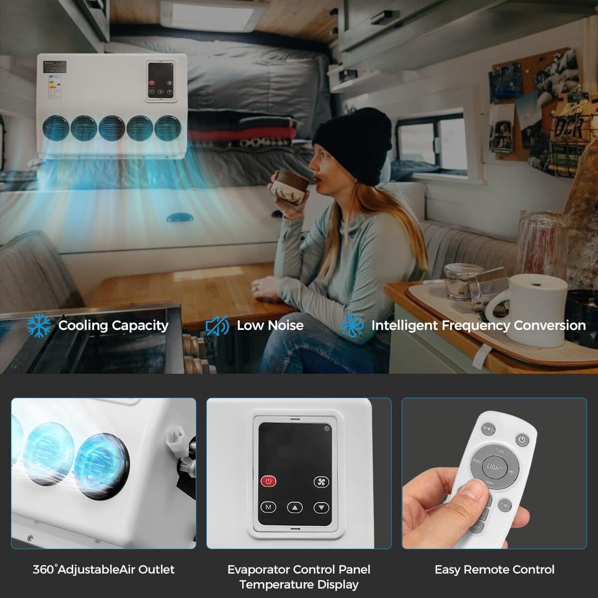 12000BTU 12V Truck Cab Air Conditioner Split AC for Semi Trucks Bus RV Caravan